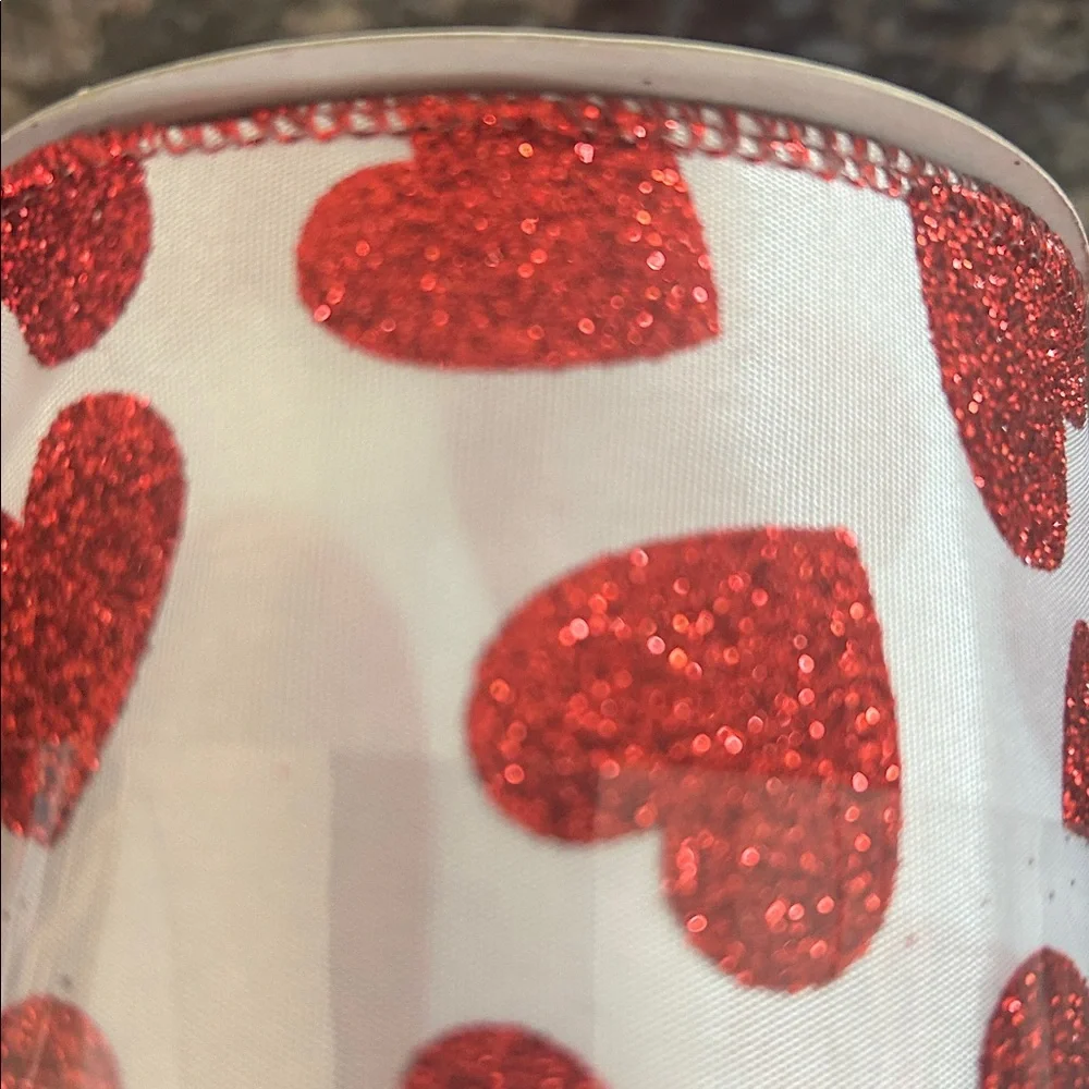 Celebrate It Glittery Red and White Heart Ribbon Trio